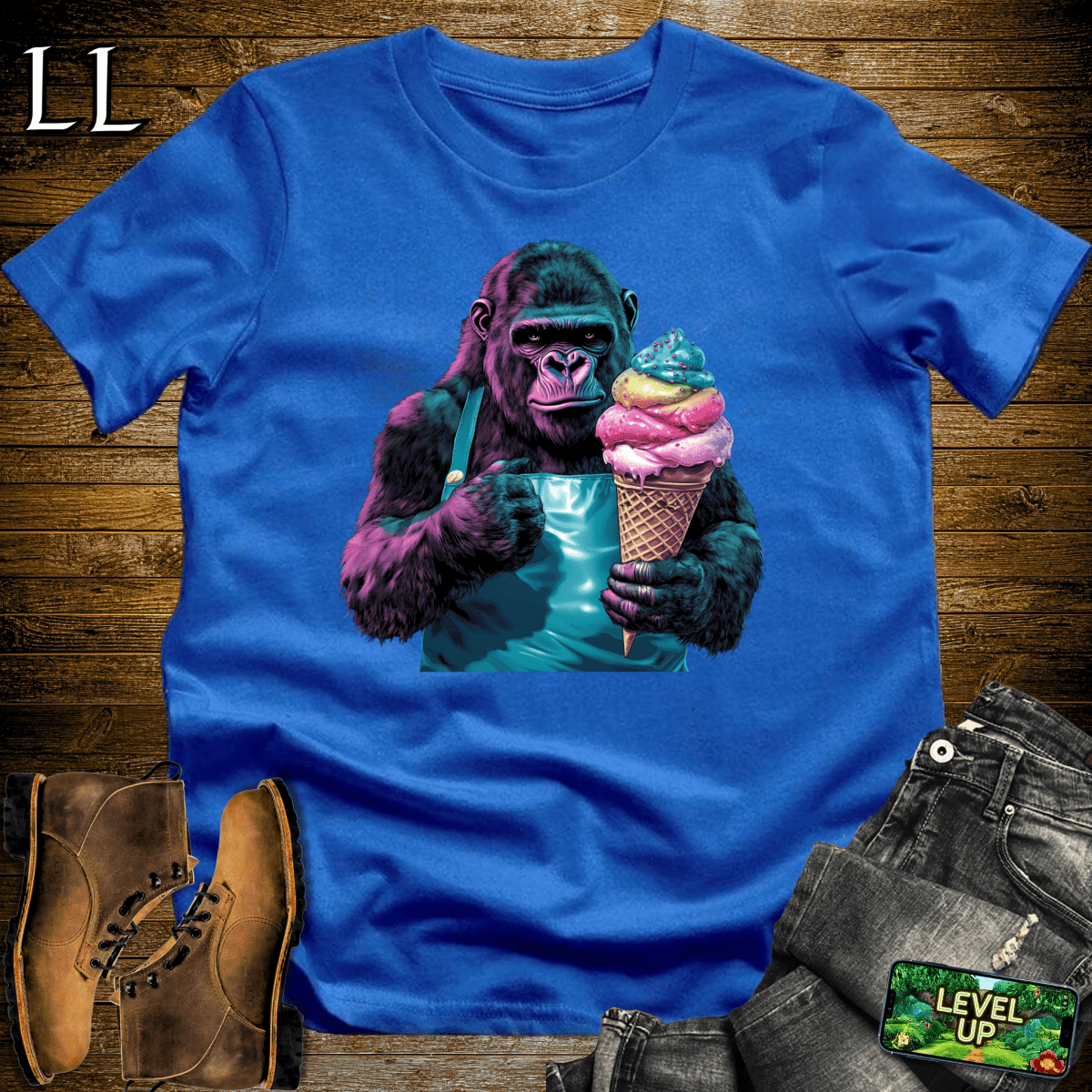 Ice Cream Gorilla Softstyle Tee - Royal - LegacyLayers