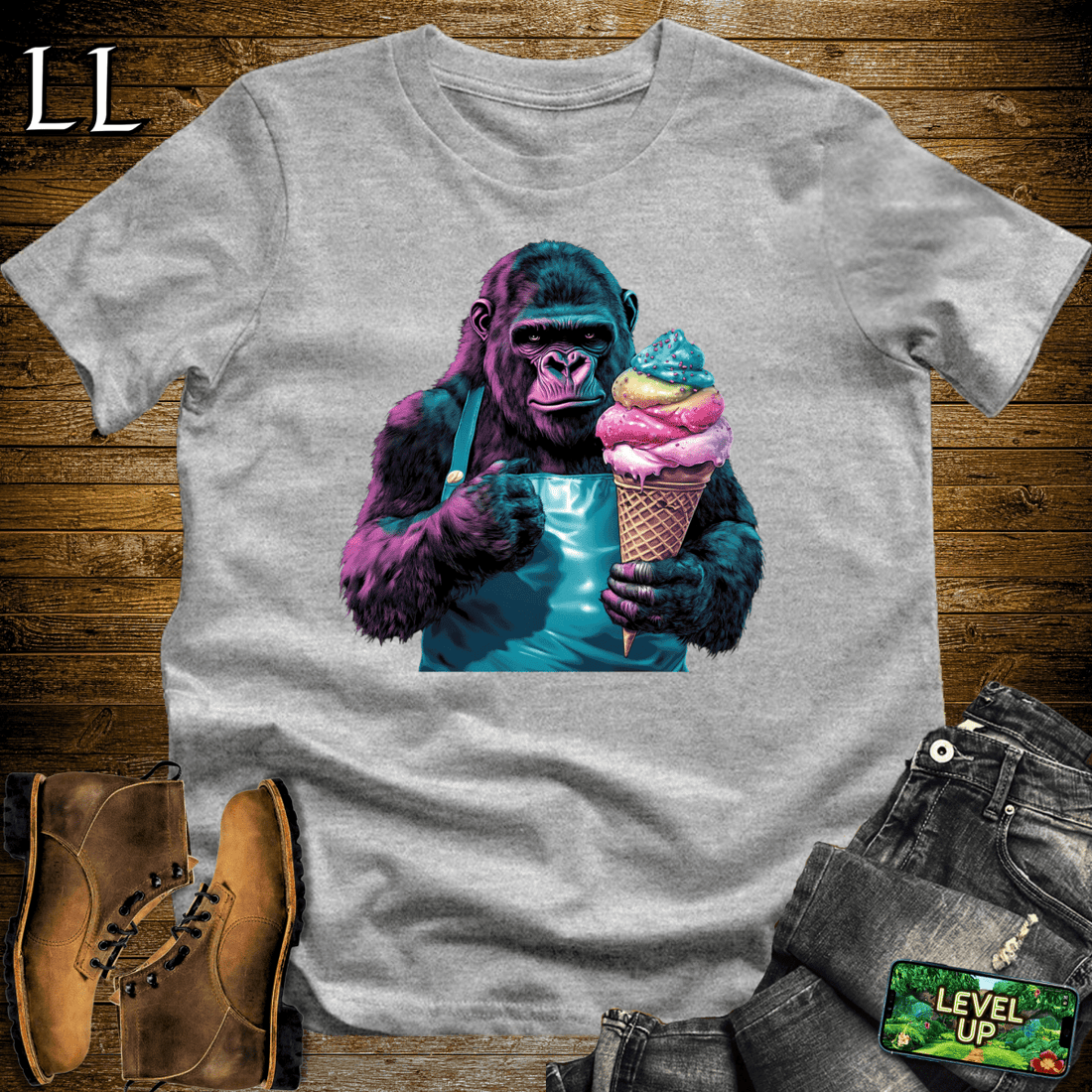 Ice Cream Gorilla Softstyle Tee Sport Grey | Dessert Party Tee