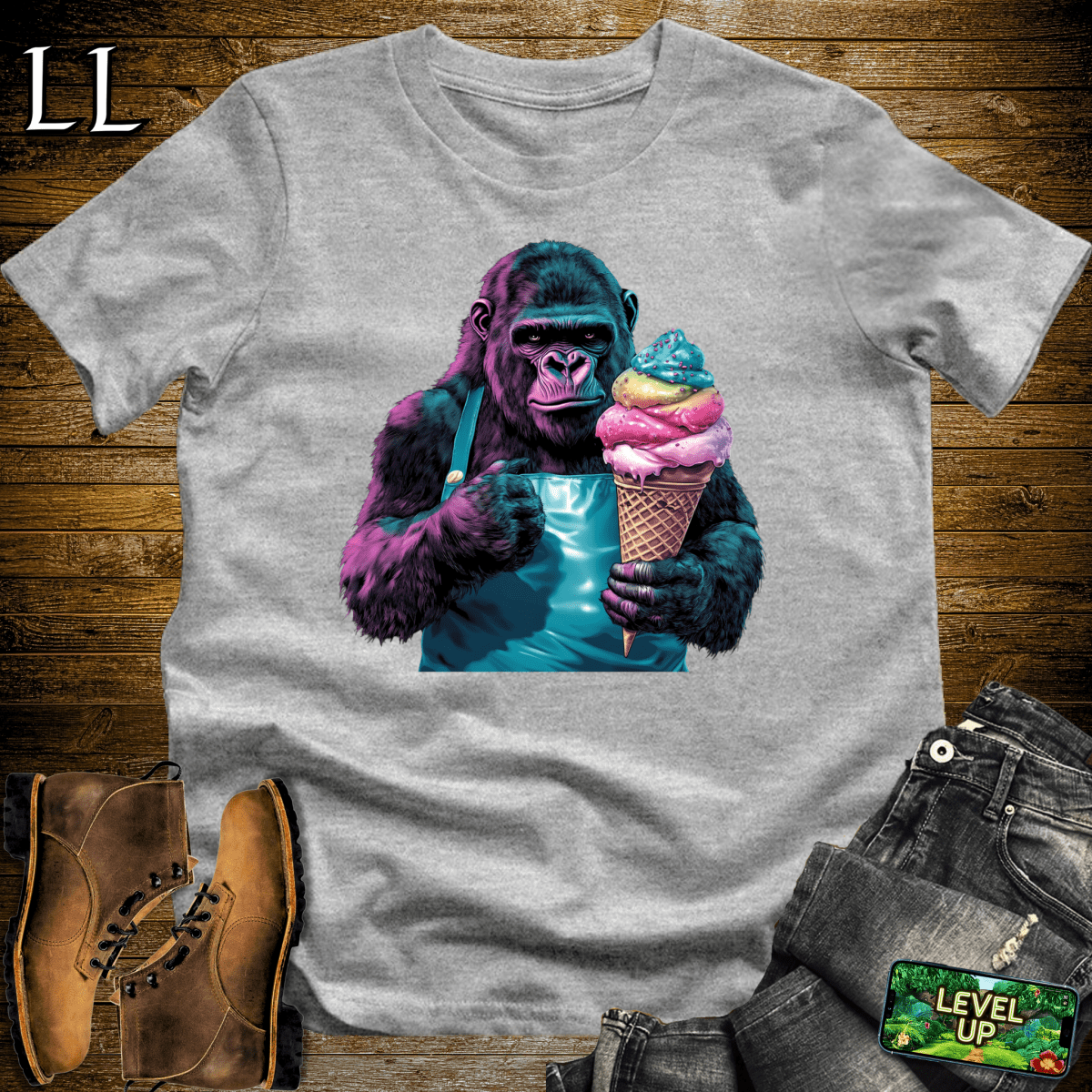 Ice Cream Gorilla Softstyle Tee - Sport Grey - LegacyLayers