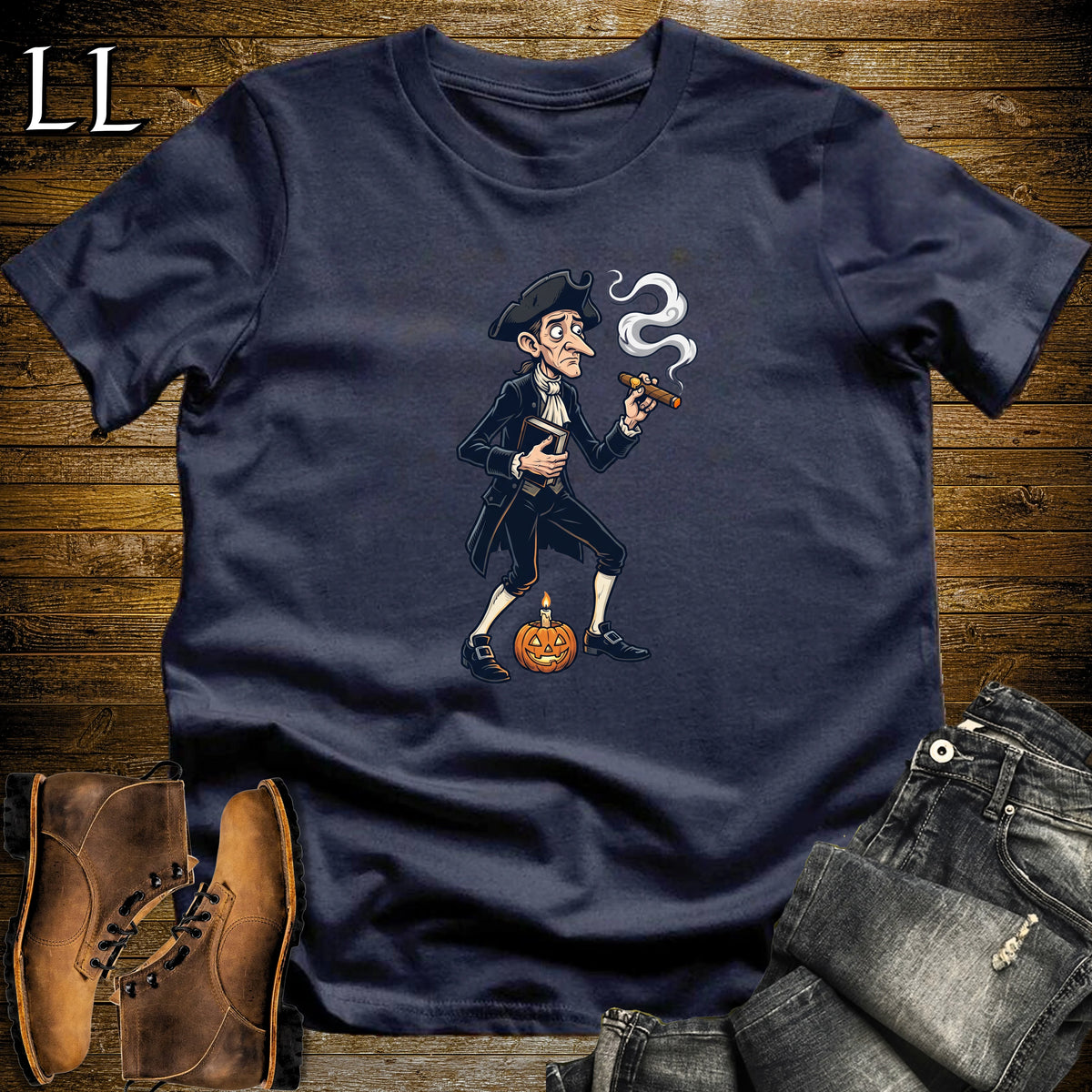 Ichabod Crane Sleepy Hollow Cigar T-Shirt Navy | Sleepy Hollow Shirt