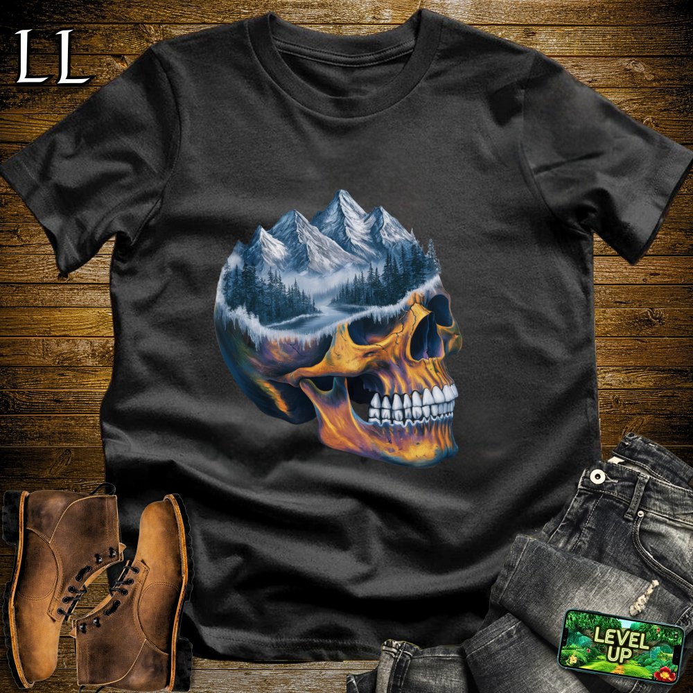 Icy Mountain Grim Reaper Skull Softstyle Tee - Black - LegacyLayers