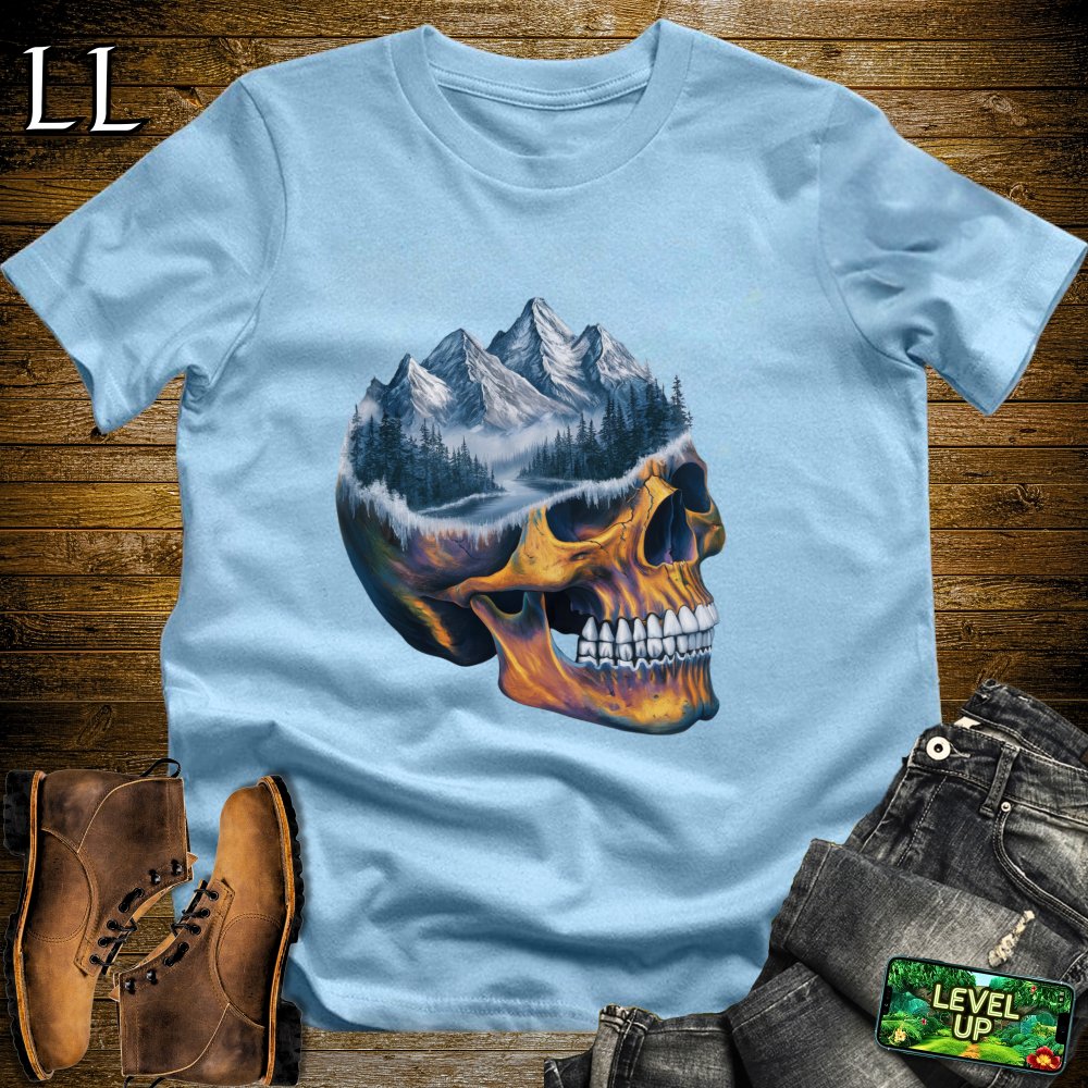 Icy Mountain Grim Reaper Skull Softstyle Tee - Light Blue - LegacyLayers