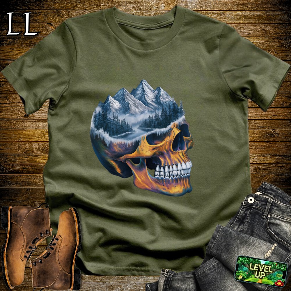 Icy Mountain Grim Reaper Skull Softstyle Tee - Military Green - LegacyLayers