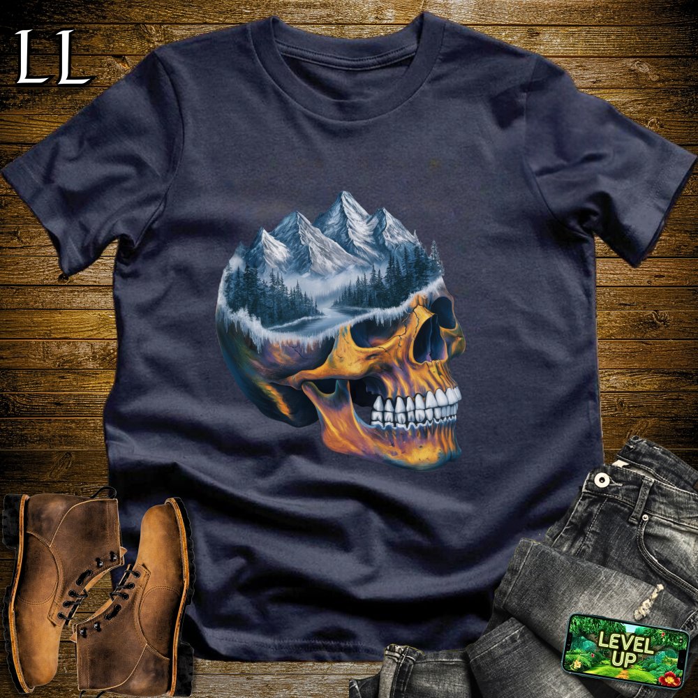 Icy Mountain Grim Reaper Skull Softstyle Tee - Navy - LegacyLayers