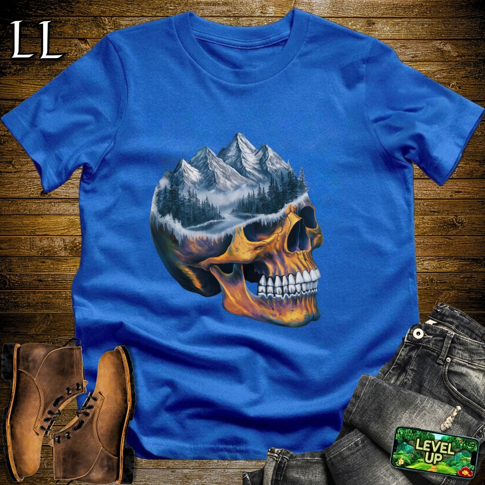 Icy Mountain Grim Reaper Skull Softstyle Tee - Royal - LegacyLayers