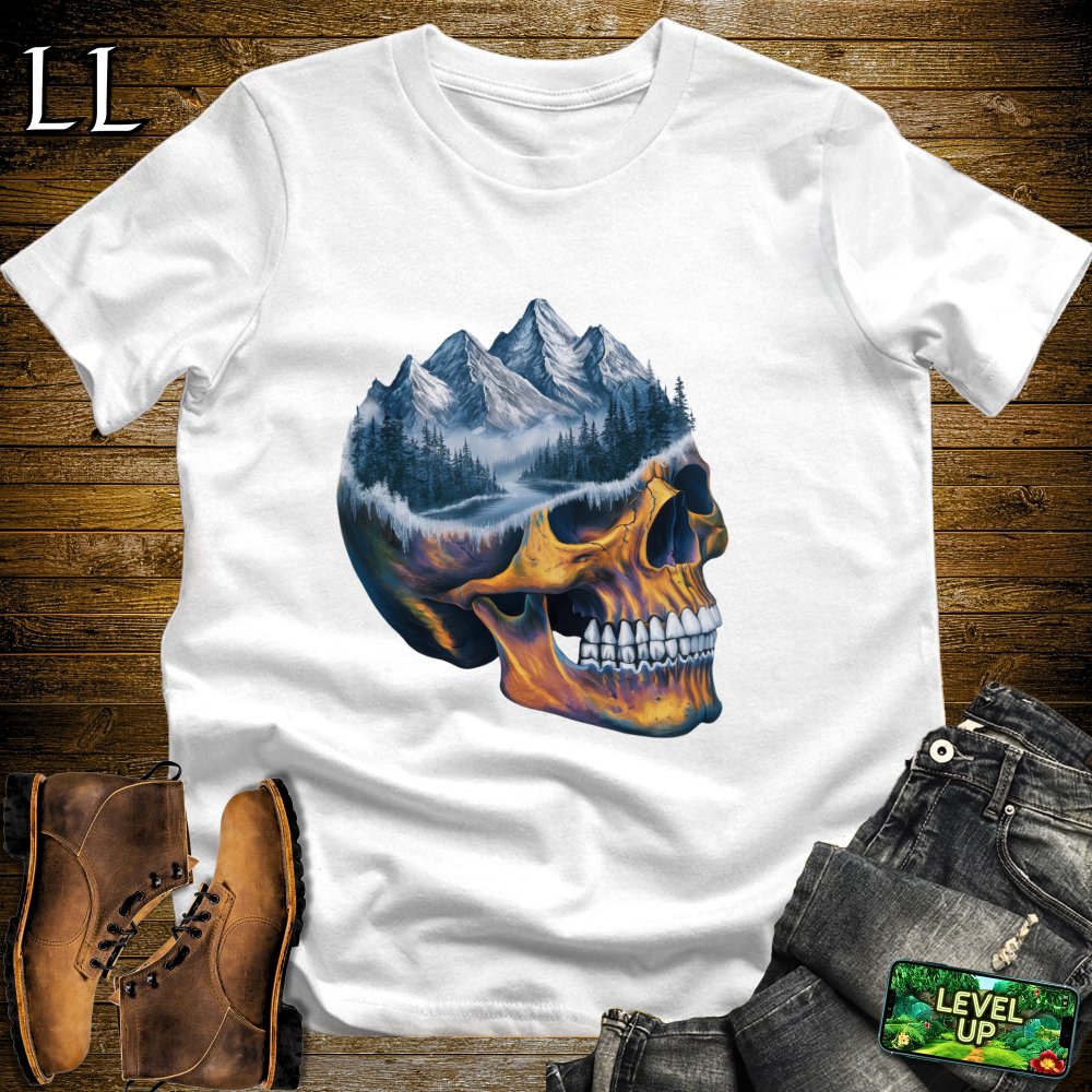 Icy Mountain Grim Reaper Skull Softstyle Tee - White - LegacyLayers