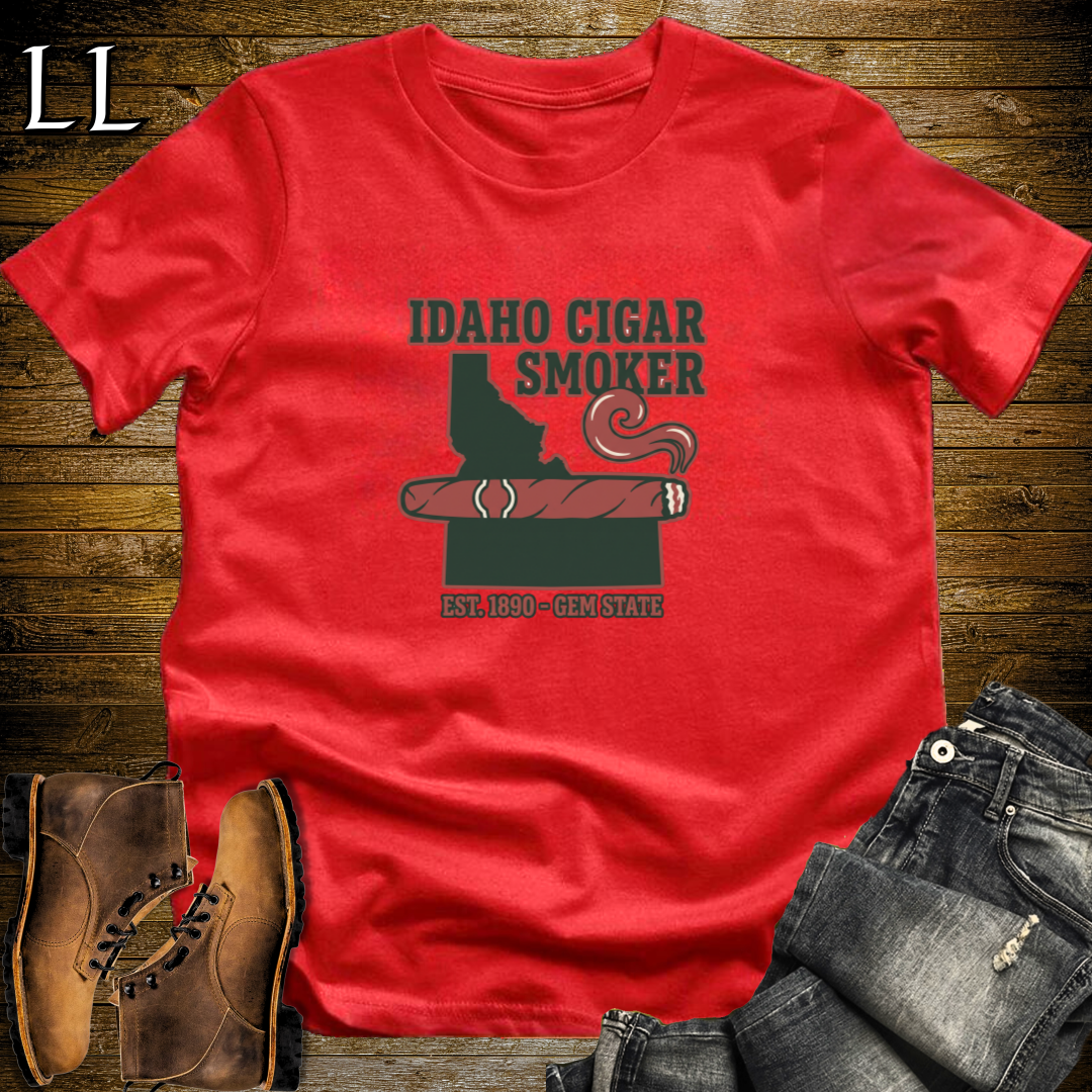 Idaho Cigar Smoker T-Shirt Red | Mountain Cigar Lover Gift