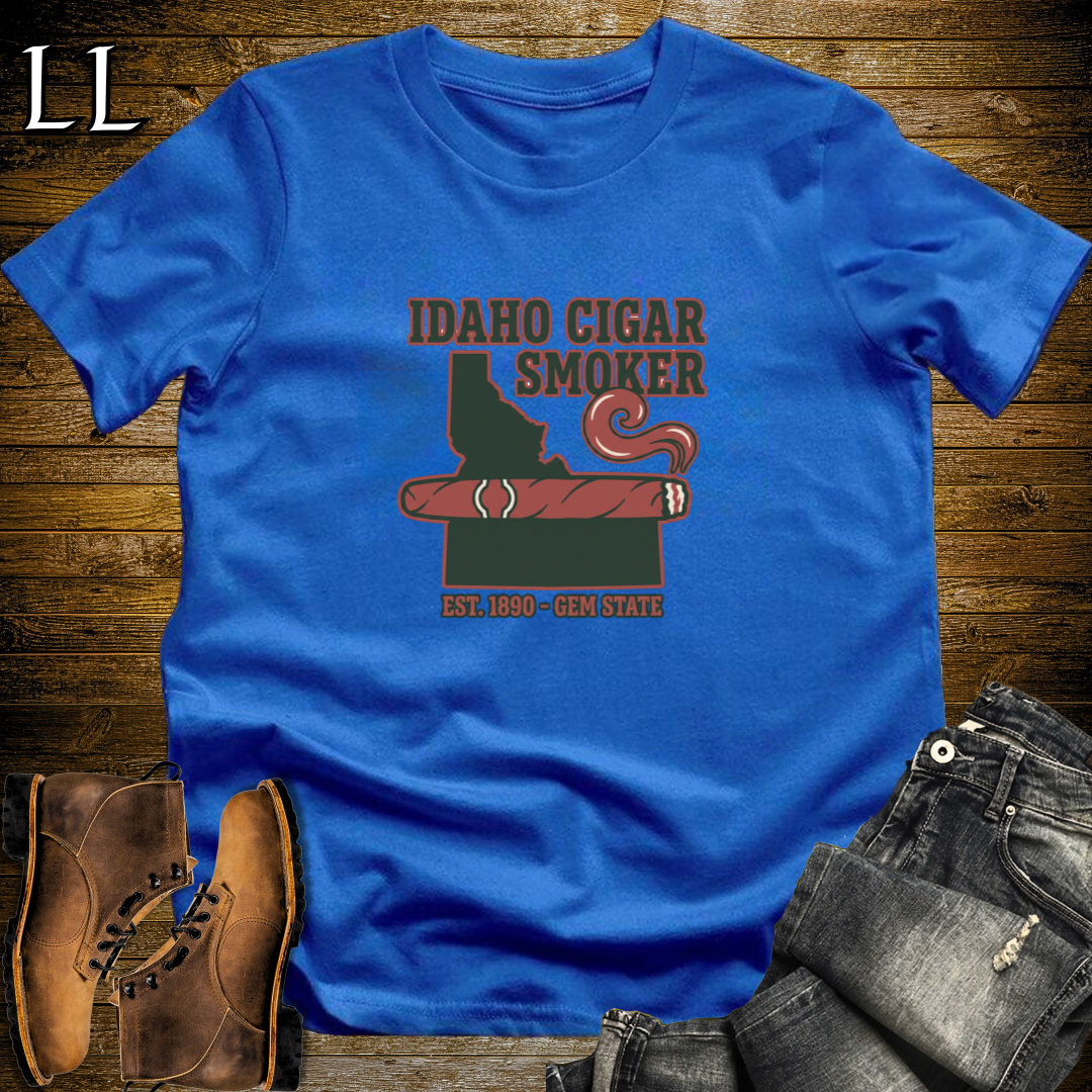 Idaho Cigar Smoker T-Shirt Royal Blue | Mountain Cigar Lover Gift