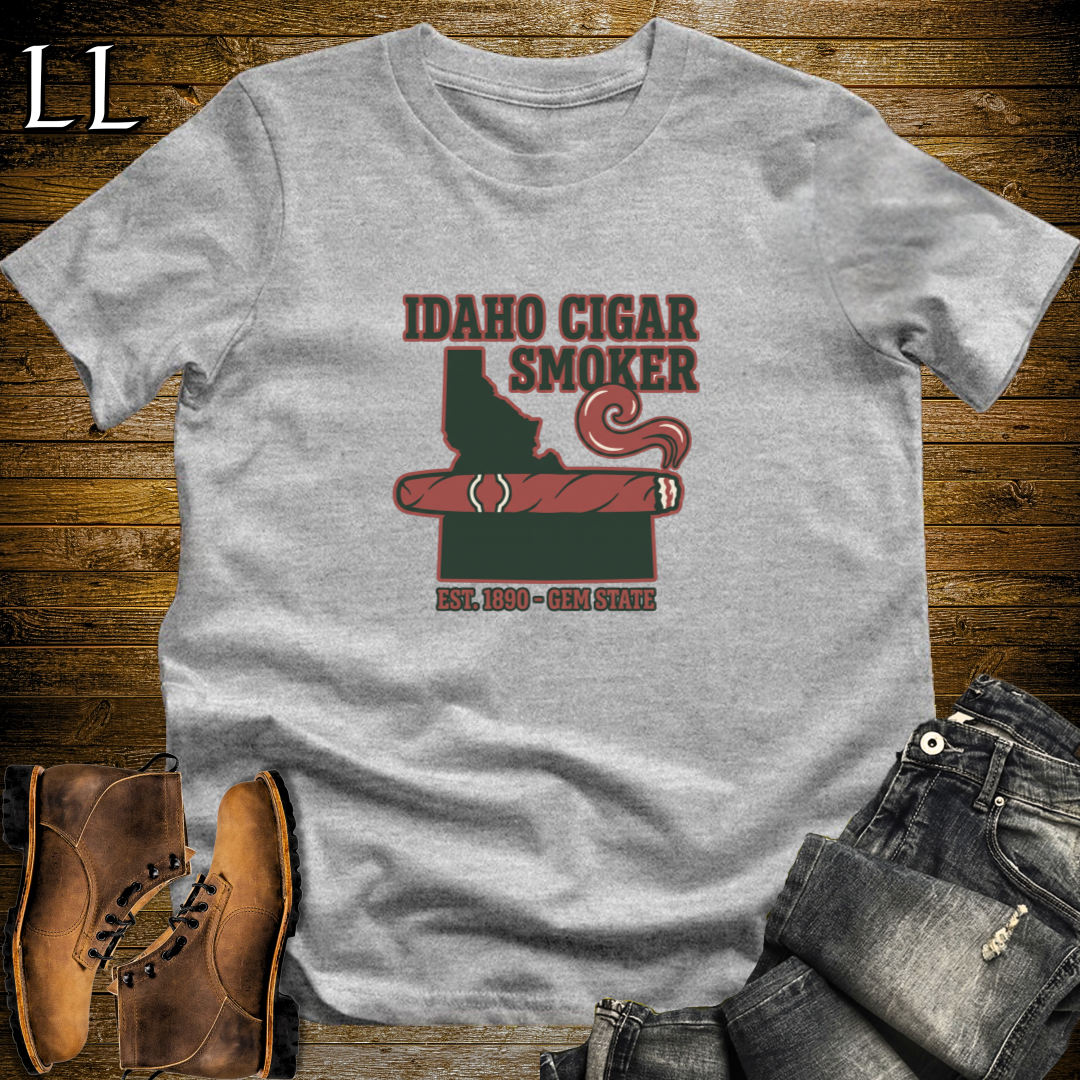 Idaho Cigar Smoker T-Shirt Sport Grey | Mountain Cigar Lover Gift