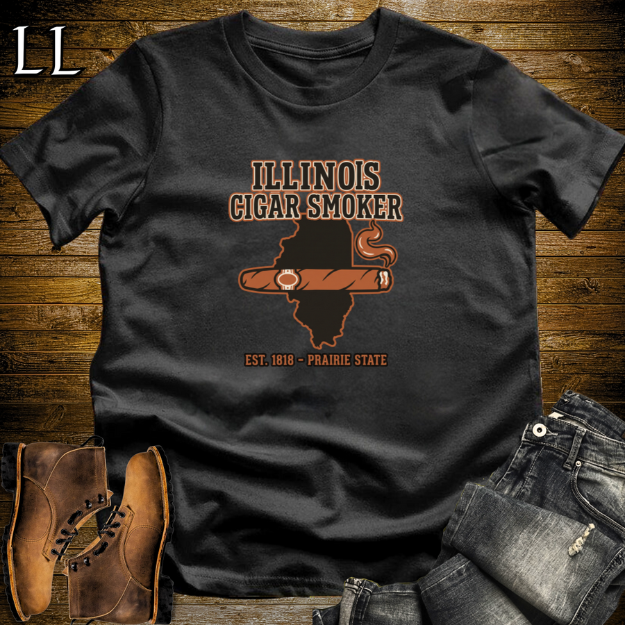 Illinois Cigar Smoker T-Shirt Black | Prairie State Cigar Shirt