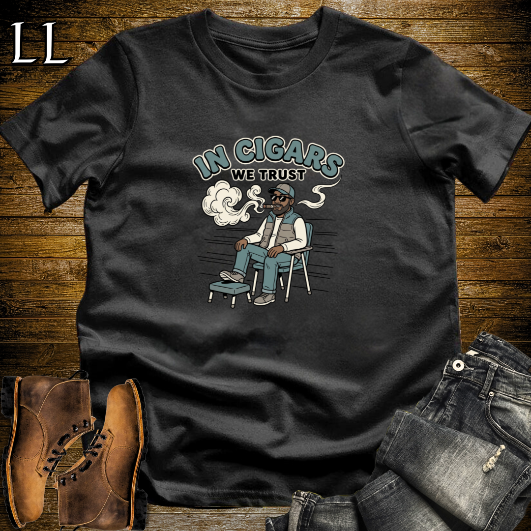 In Cigars We Trust 2 T-Shirt Black | Funny Cigar Lover Gift Tee