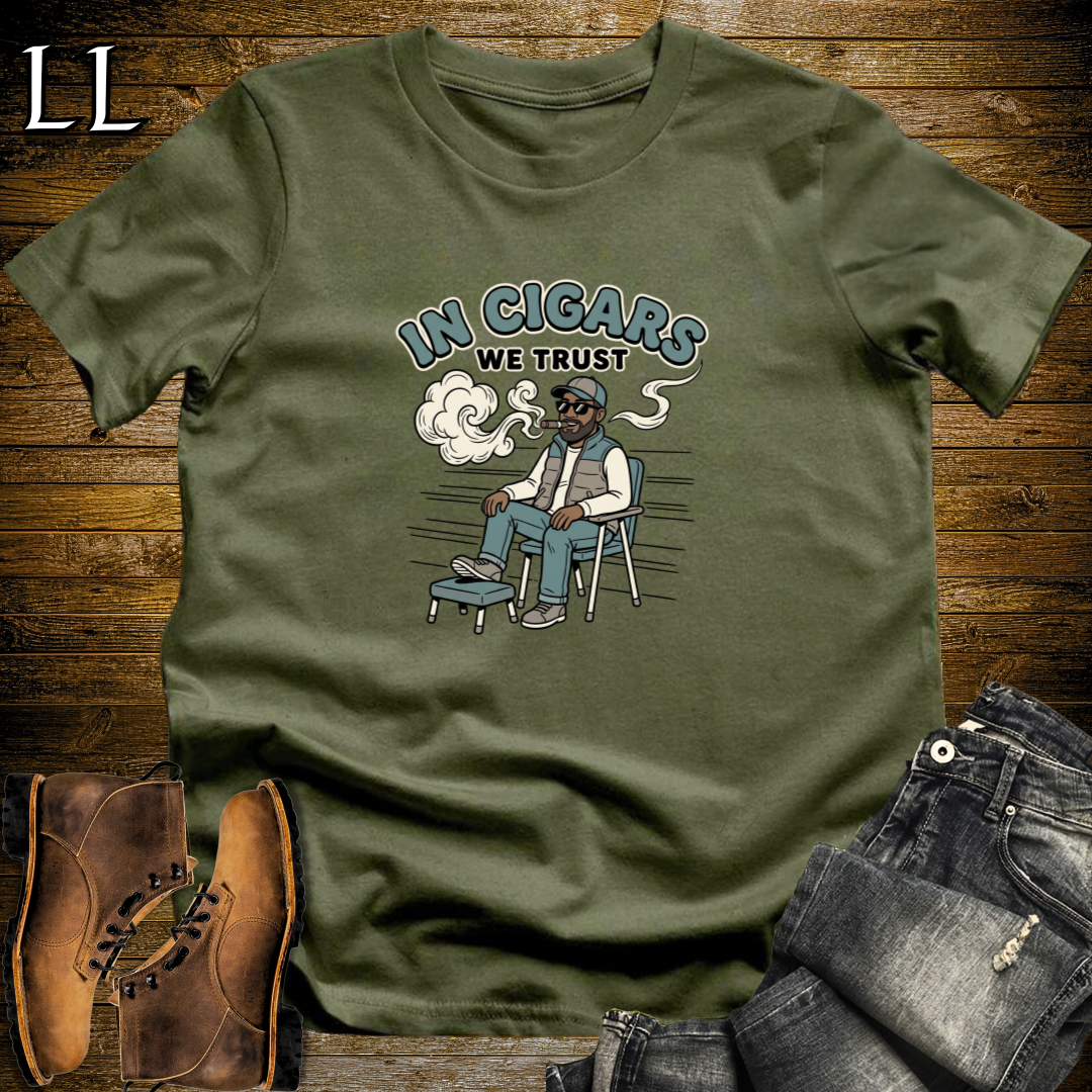 In Cigars We Trust 2 T-Shirt Military Green | Funny Cigar Lover Gift Tee