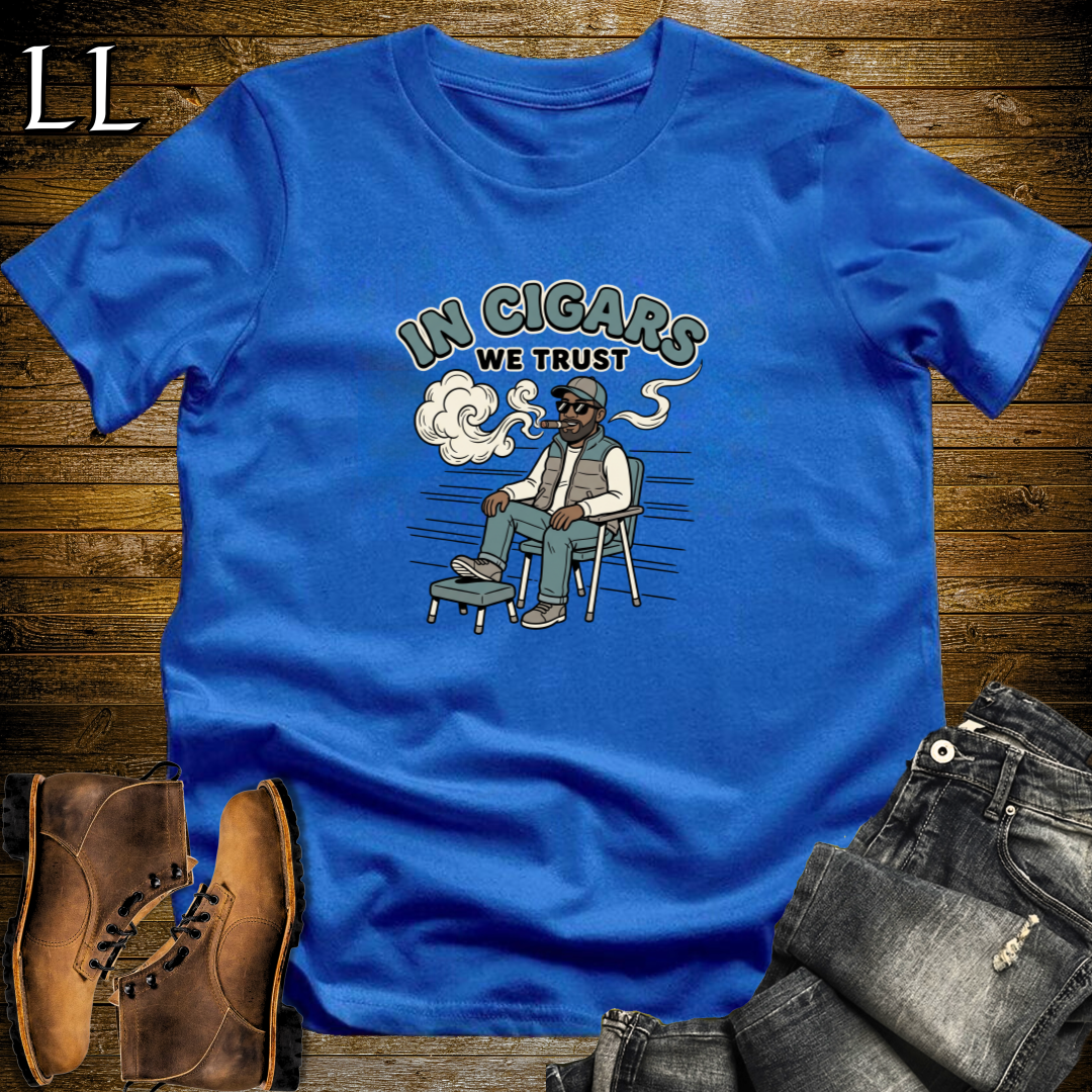 In Cigars We Trust 2 T-Shirt Royal Blue | Funny Cigar Lover Gift Tee