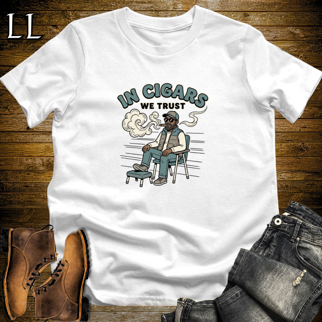 In Cigars We Trust 2 T-Shirt White | Funny Cigar Lover Gift Tee
