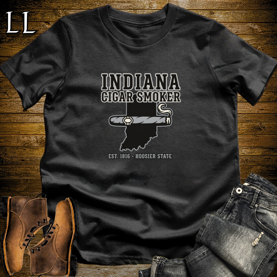 Indiana Cigar Smoker T-Shirt Black | Indiana Cigar Lover Shirt