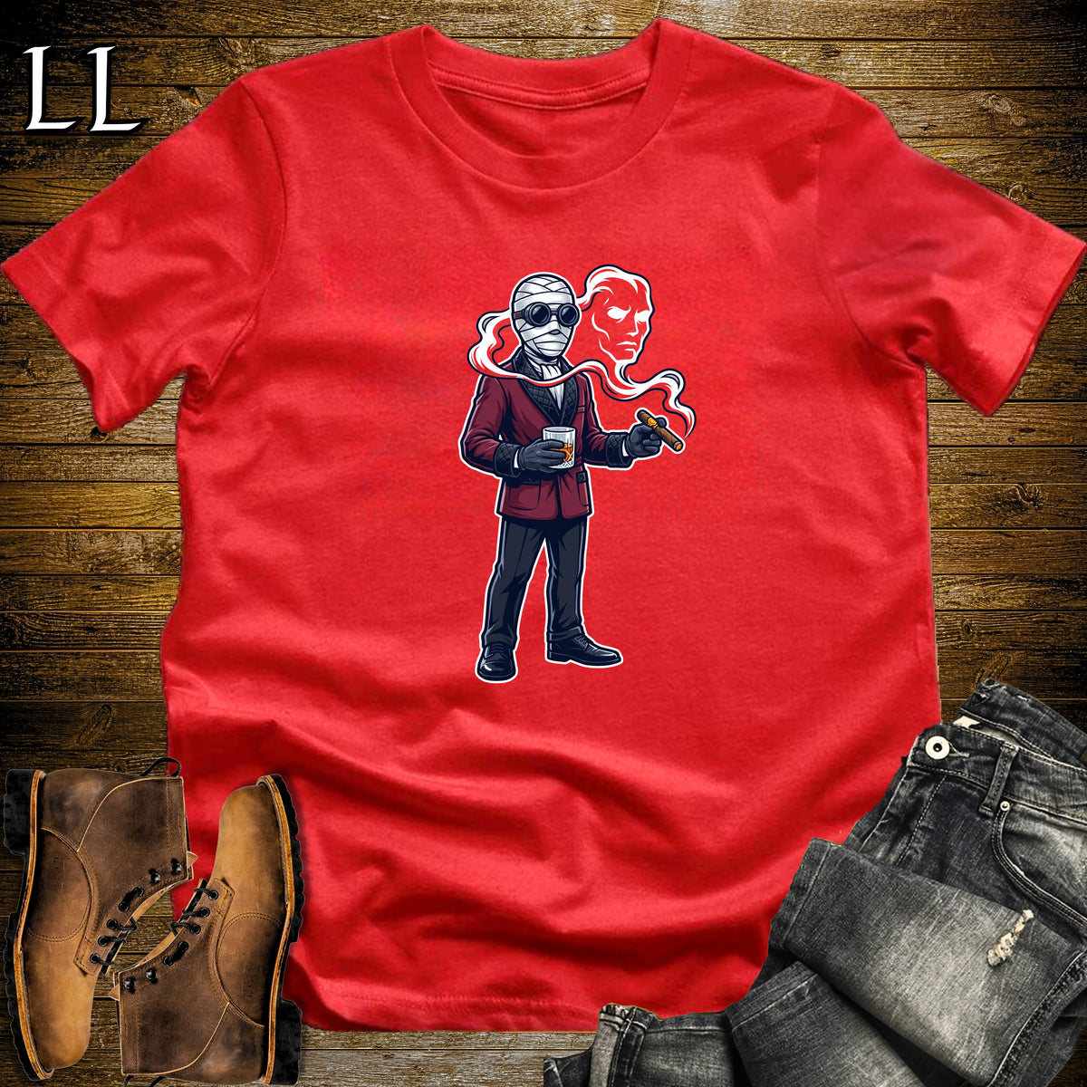 Invisible Man Scotch & Cigar T-Shirt Red | Cigar and Scotch Shirt