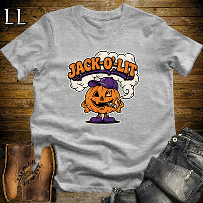 Jack-O'-Lit Pumpkin Ball Cap Cigar T-Shirt Sport Grey | Halloween Cigar Shirt