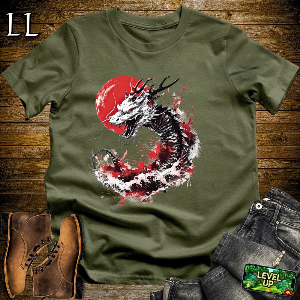 Japanese Dragon Softstyle Tee - Military Green - LegacyLayers