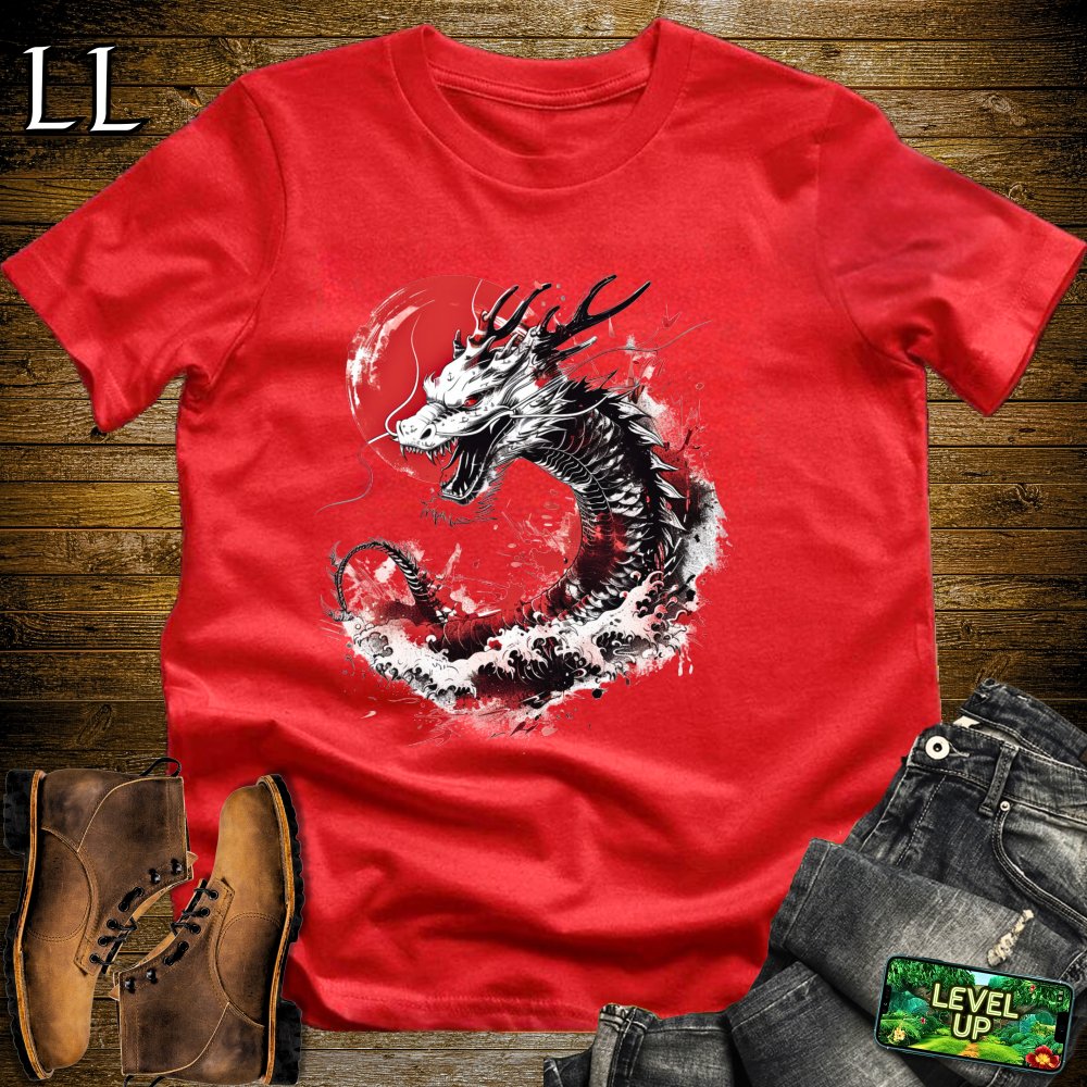 Japanese Dragon Softstyle Tee - Red - LegacyLayers