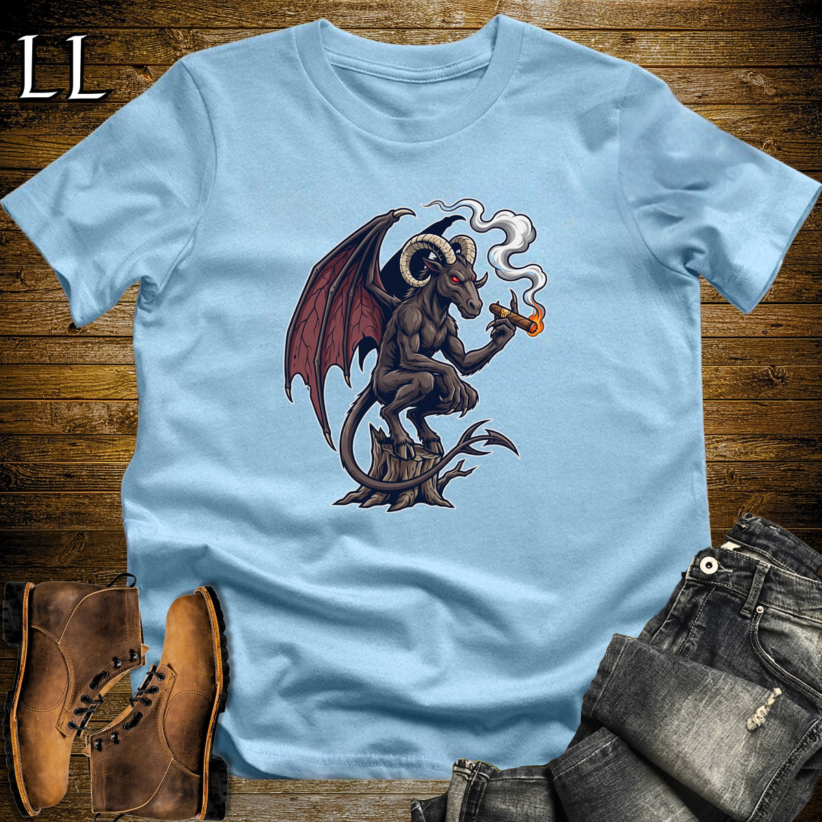 Jersey Devil Cigar T-Shirt Light Blue | Halloween Cigar Shirt