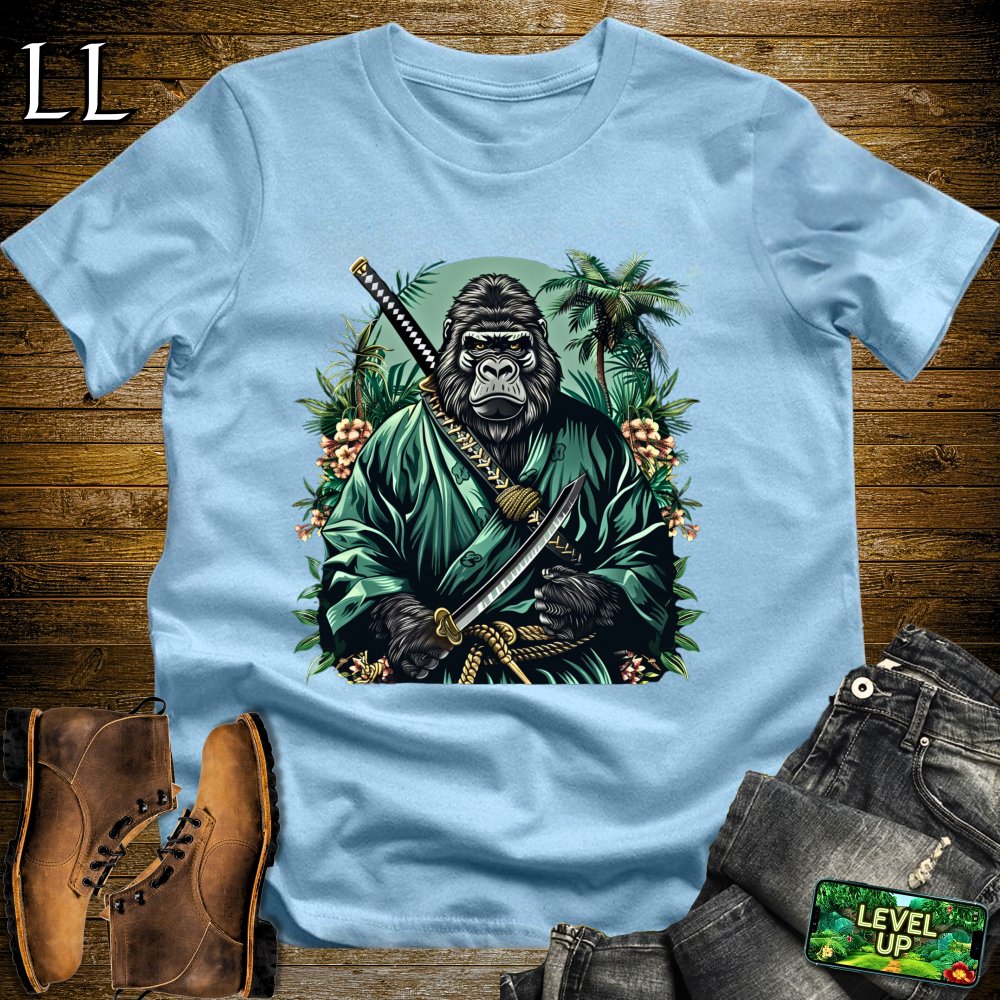 Jungle Gorilla Samurai Light Blue | Warrior Animal Tee