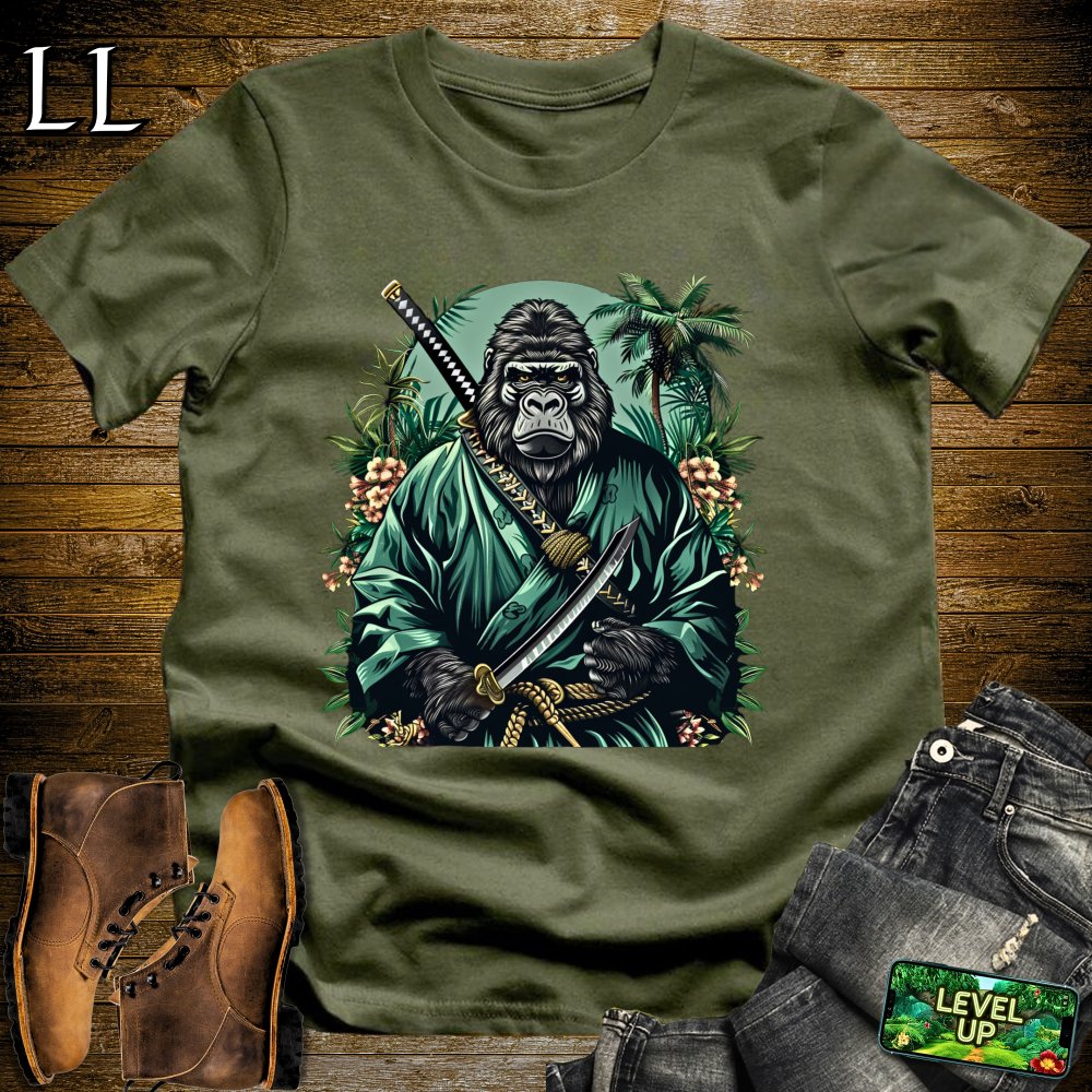 Jungle Gorilla Samurai Military Green | Warrior Animal Tee