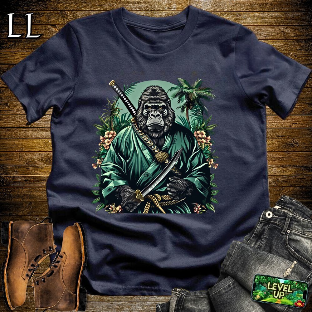 Jungle Gorilla Samurai Softstyle Tee - Navy - LegacyLayers