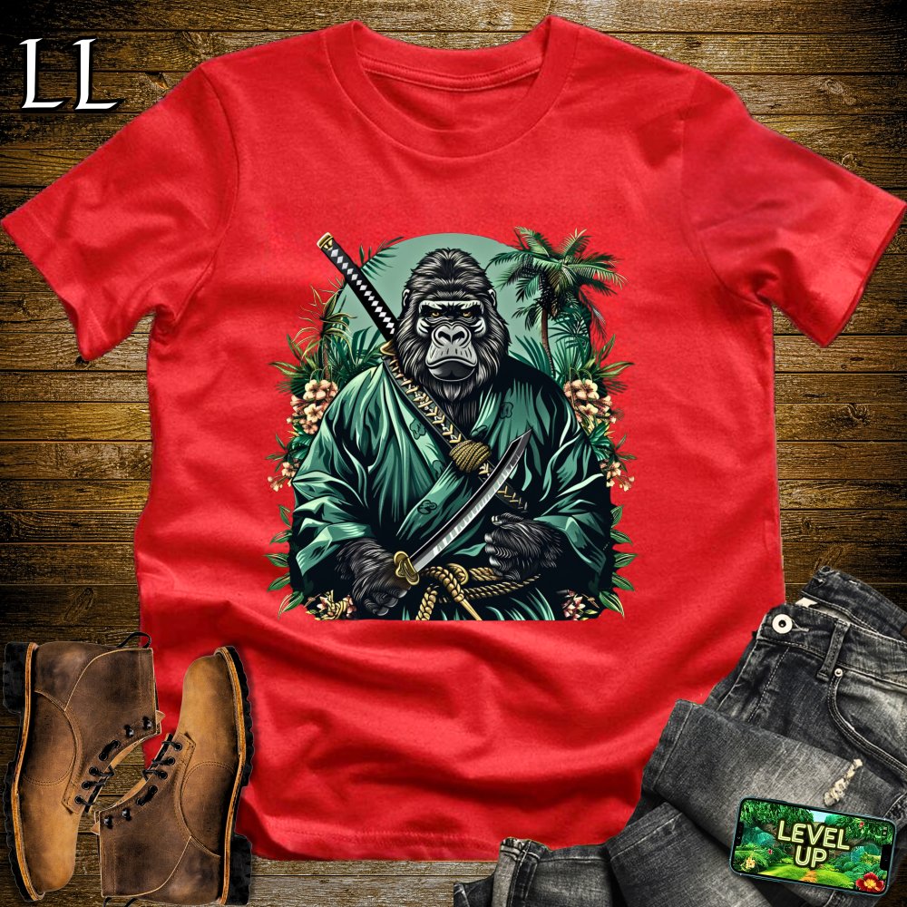 Jungle Gorilla Samurai Softstyle Tee - Red - LegacyLayers