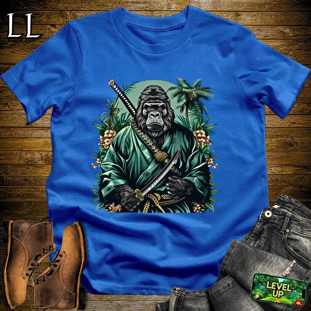 Jungle Gorilla Samurai Royal Blue | Warrior Animal Tee