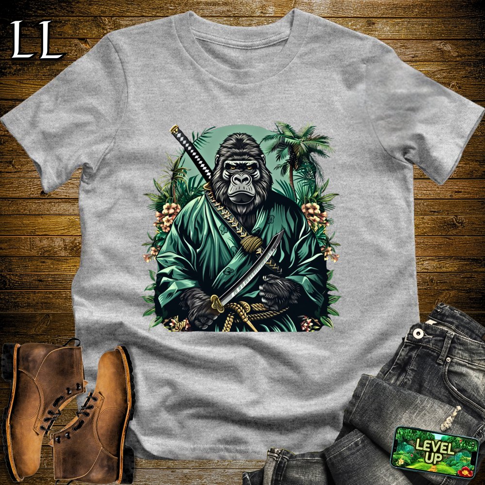 Jungle Gorilla Samurai Softstyle Tee - Sport Grey - LegacyLayers