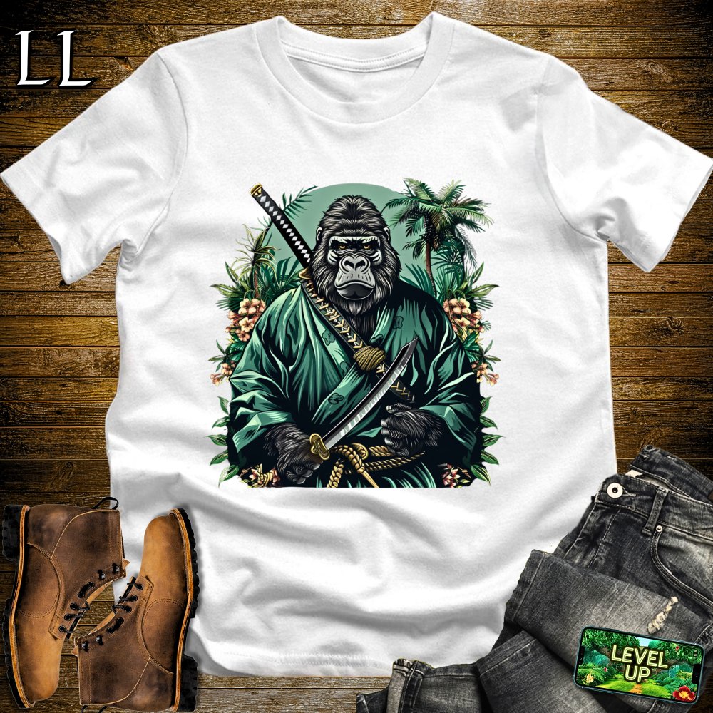 Jungle Gorilla Samurai White | Warrior Animal Tee