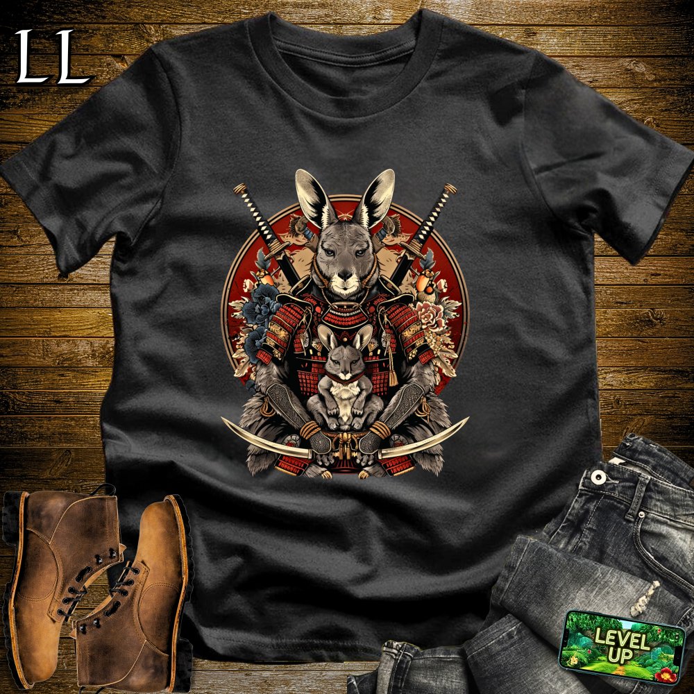 Kangaroo Samurai White | Bouncing Warrior Tee