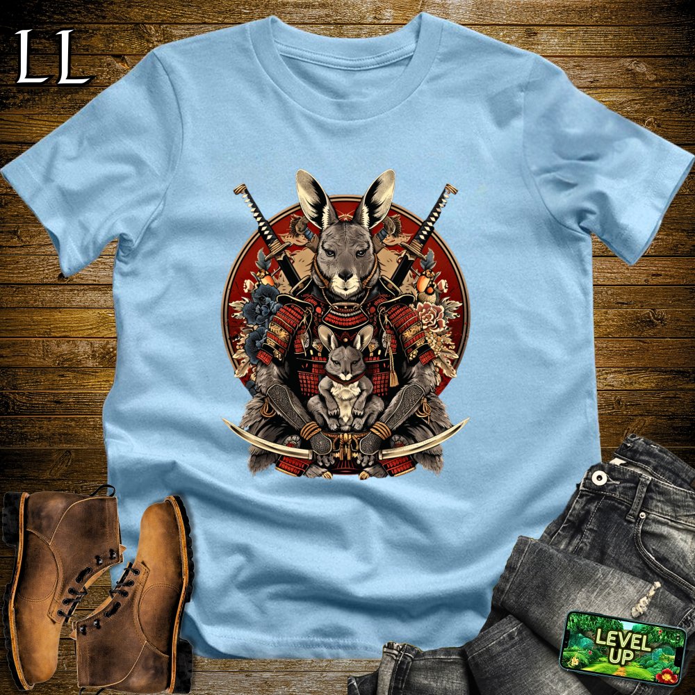 Kangaroo Samurai Black | Bouncing Warrior Tee