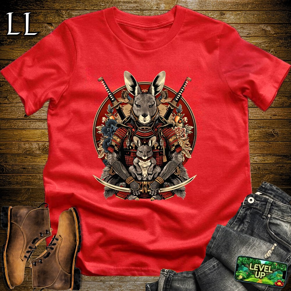 Kangaroo Samurai Royal Blue | Bouncing Warrior Tee