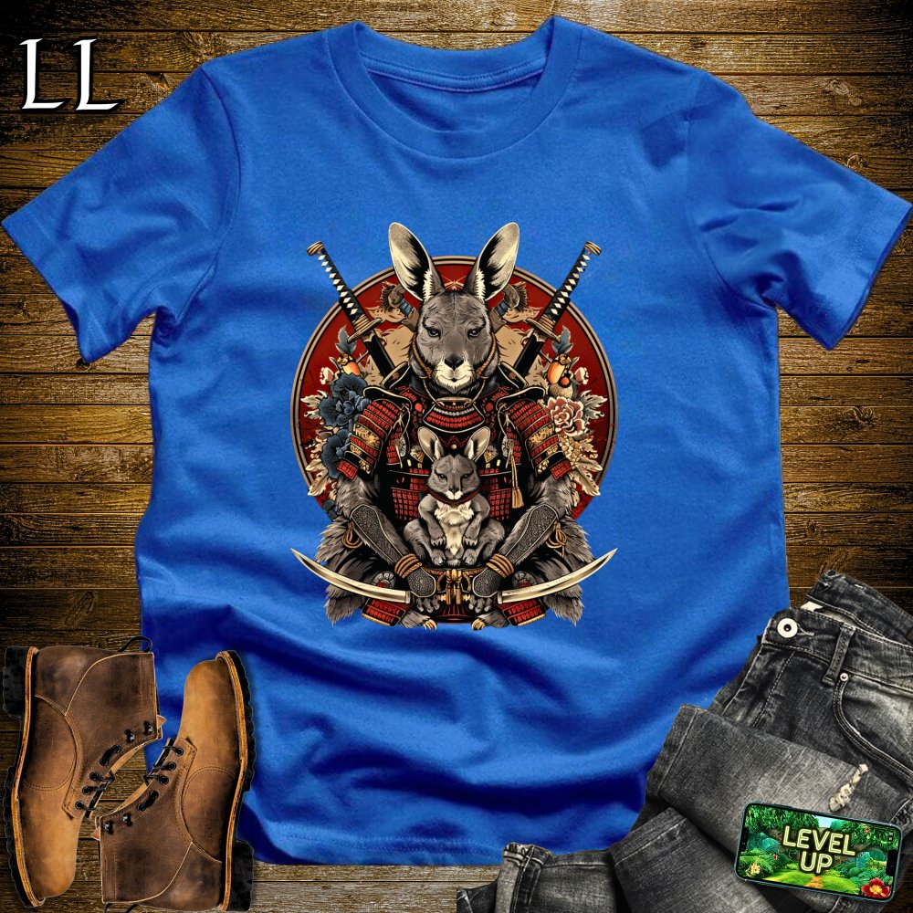 Kangaroo Samurai Light Blue | Bouncing Warrior Tee