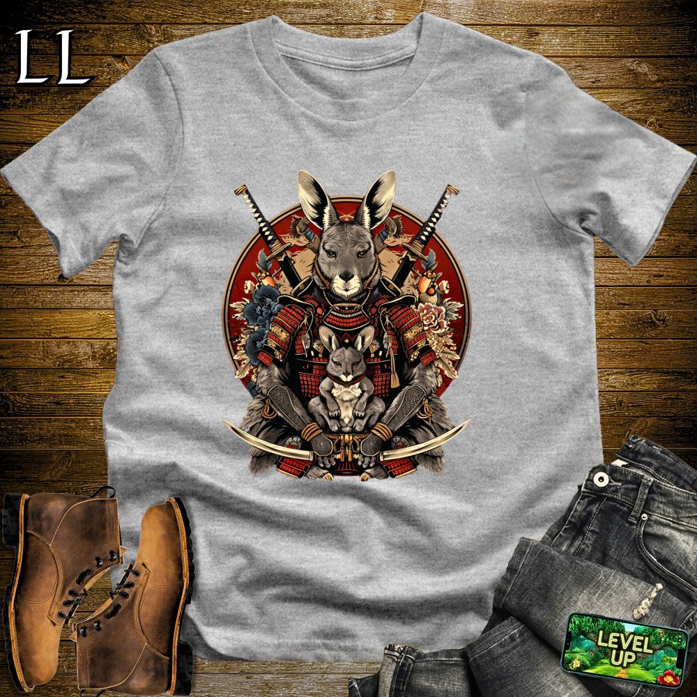 Kangaroo Samurai Sport Grey | Bouncing Warrior Tee