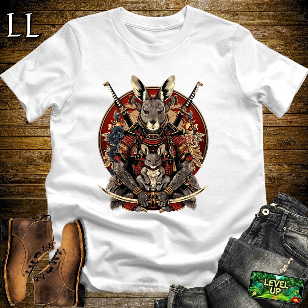 Kangaroo Samurai Softstyle Tee - White - LegacyLayers