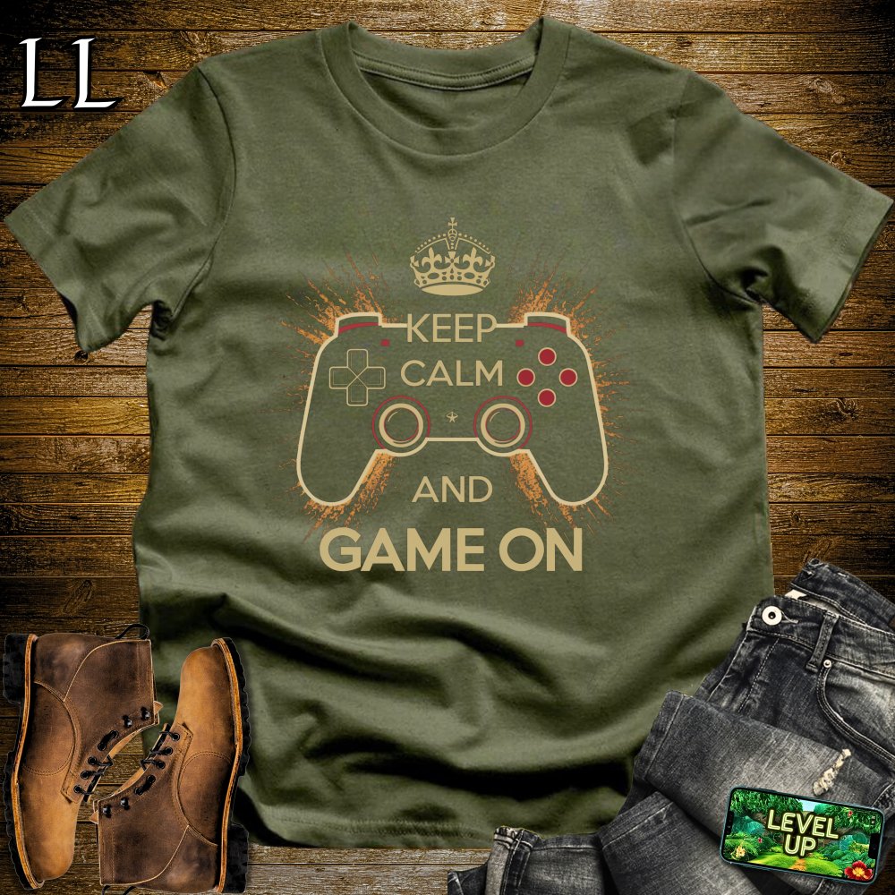 Keep Calm and Game On Softstyle Tee - Military Green - LegacyLayers