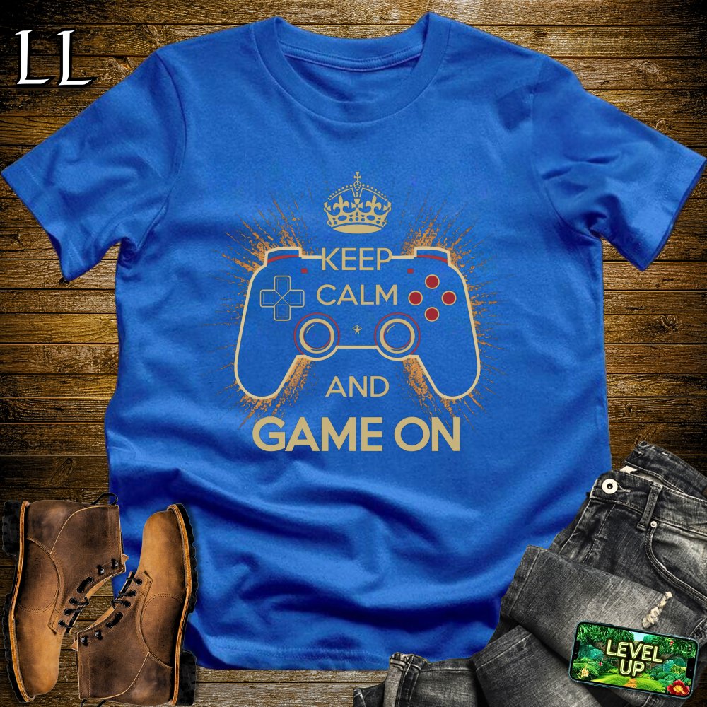 Keep Calm and Game On Softstyle Tee - Royal - LegacyLayers