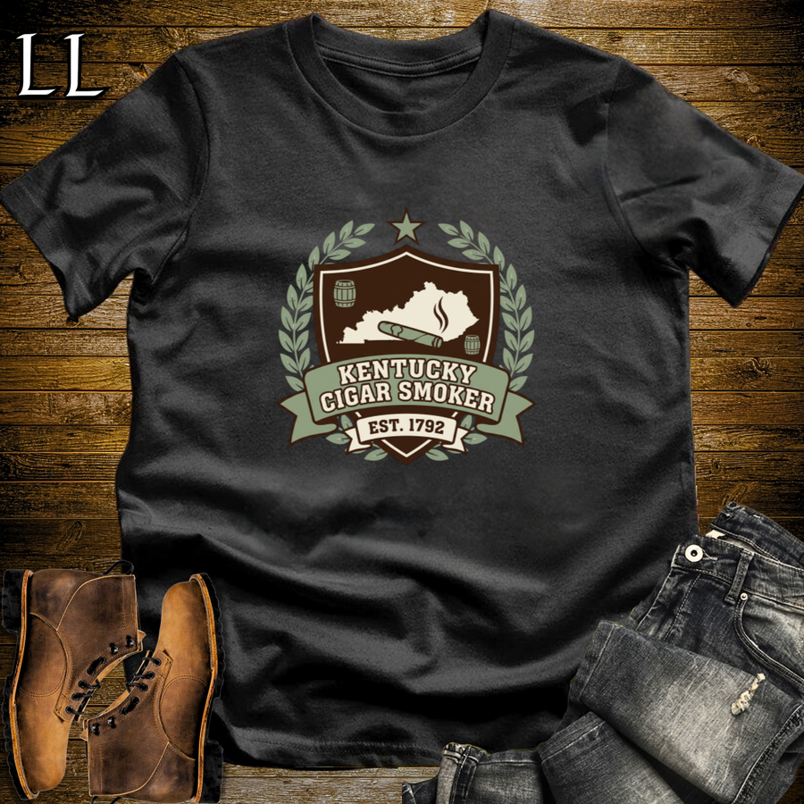 Kentucky Cigar Smoker Shield T-Shirt Black | Kentucky Cigar Crest Shirt