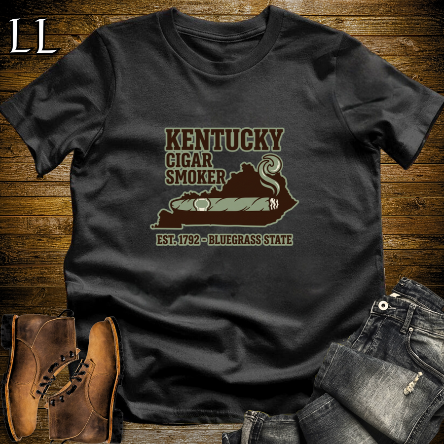Kentucky Cigar Smoker T-Shirt Black | Bourbon Country Cigar Shirt