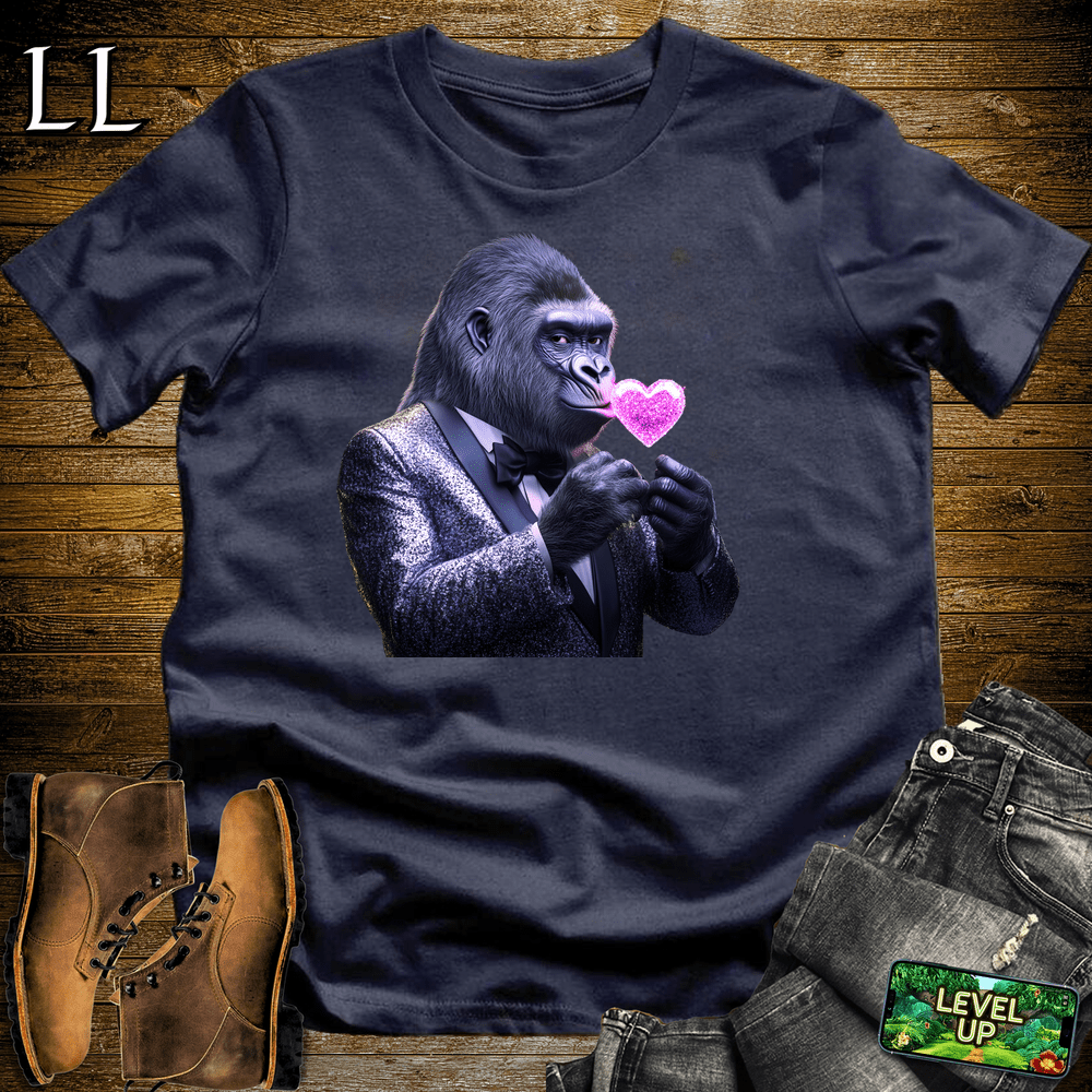 Kiss Me Gorilla Navy | Funny Romantic Gorilla Shirt