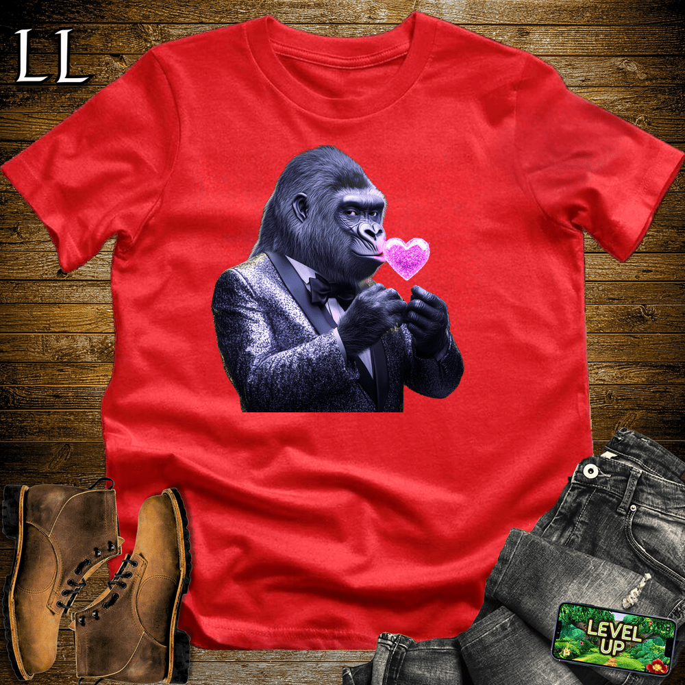 Kiss Me Gorilla Red | Funny Romantic Gorilla Shirt