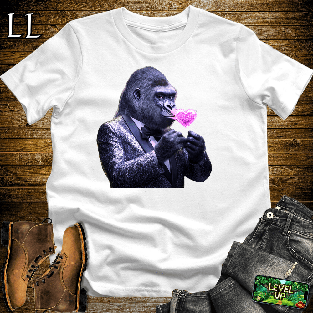 Kiss Me Gorilla White | Funny Romantic Gorilla Shirt