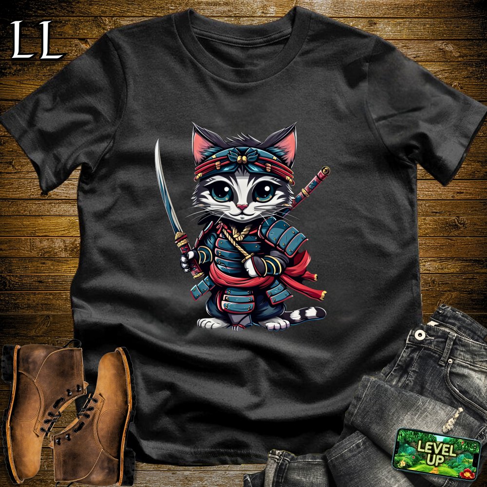 Kitten Samurai White | Playful Young Warrior Tee