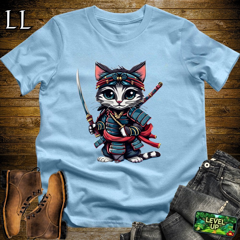 Kitten Samurai Black | Playful Young Warrior Tee