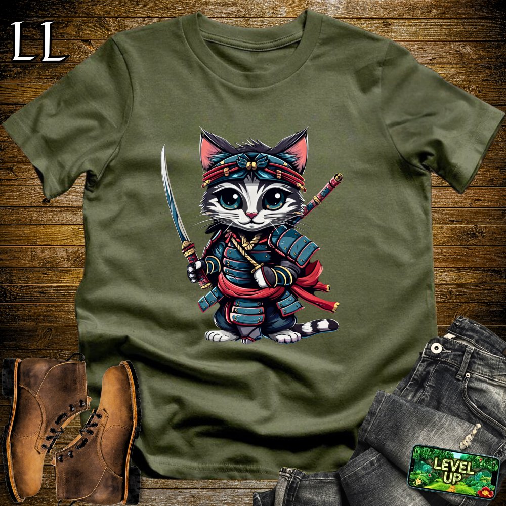 Kitten Samurai Navy | Playful Young Warrior Tee