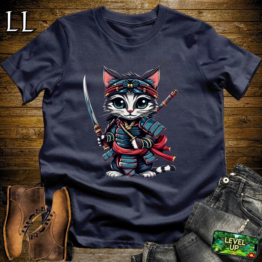 Kitten Samurai Red | Playful Young Warrior Tee