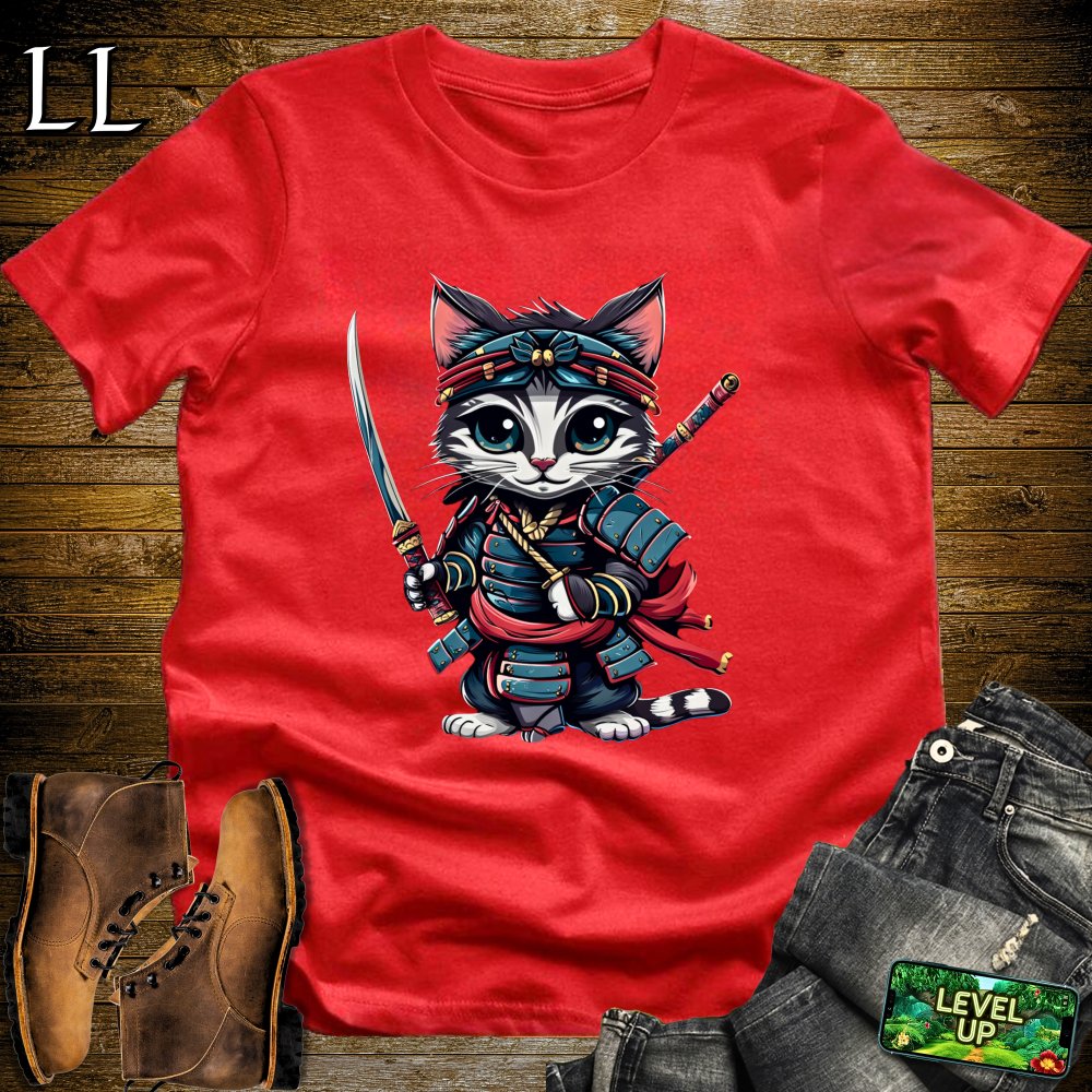 Kitten Samurai Royal Blue | Playful Young Warrior Tee