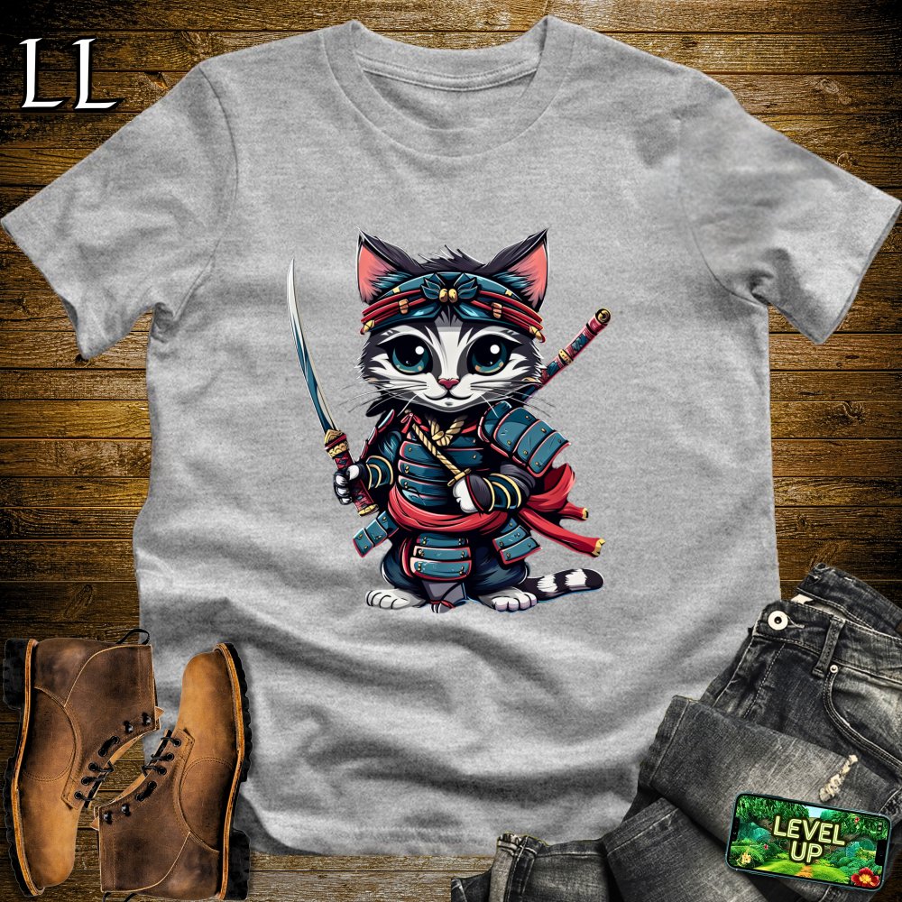Kitten Samurai Sport Grey | Playful Young Warrior Tee